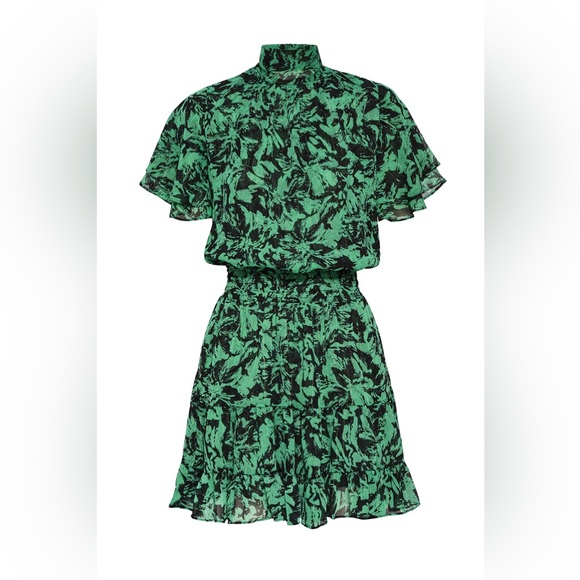 MISA Los Angeles Saffie Dress in Emerald Abstract - Picture 4 of 6